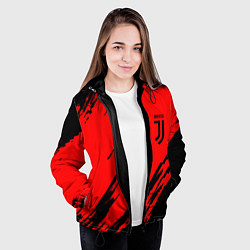 Куртка с капюшоном женская Juventus краски спорт фк, цвет: 3D-черный — фото 2