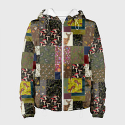 Куртка с капюшоном женская Пэчворк лесной, цвет: 3D-белый