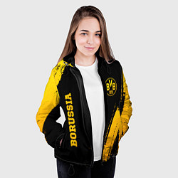 Куртка с капюшоном женская Borussia - gold gradient вертикально, цвет: 3D-черный — фото 2