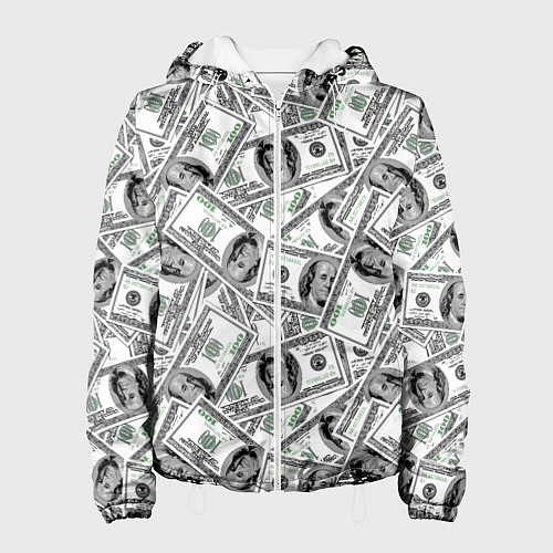 Женская куртка Доллары - денежные знаки / 3D-Белый – фото 1