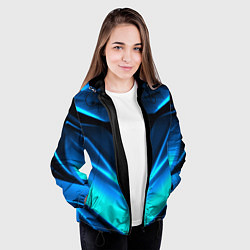 Куртка с капюшоном женская Geometry stripes неон, цвет: 3D-черный — фото 2