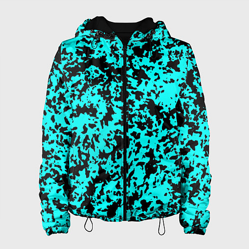 Женская куртка Пятнистый яркий чёрно-голубой / 3D-Черный – фото 1