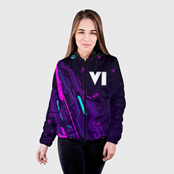 Куртка с капюшоном женская GTA 6 neon gaming, цвет: 3D-черный — фото 2
