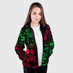 Куртка с капюшоном женская Twenty one pilots pattern rock steel, цвет: 3D-черный — фото 2