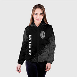 Куртка с капюшоном женская AC Milan sport на темном фоне вертикально, цвет: 3D-черный — фото 2
