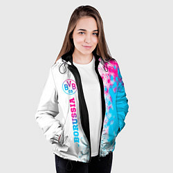 Куртка с капюшоном женская Borussia neon gradient style по-вертикали, цвет: 3D-черный — фото 2