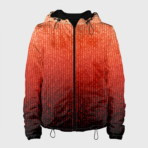 Женская куртка Полосатый градиент оранжево-красный в чёрный / 3D-Черный – фото 1