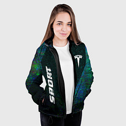 Куртка с капюшоном женская Tesla sport glitch blue, цвет: 3D-черный — фото 2