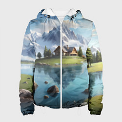 Женская куртка Чудесный день на берегу озера в горах