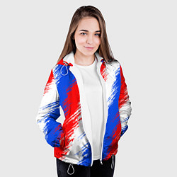 Куртка с капюшоном женская Триколор штрихи красок, цвет: 3D-белый — фото 2