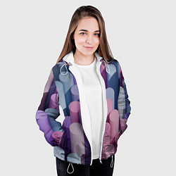 Куртка с капюшоном женская Цветные цилиндры, цвет: 3D-белый — фото 2