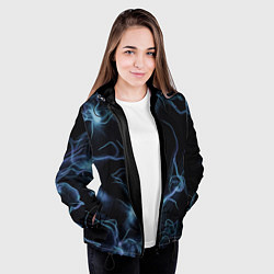 Куртка с капюшоном женская Синие неоновые молнии, цвет: 3D-черный — фото 2
