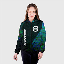 Куртка с капюшоном женская Volvo sport glitch blue, цвет: 3D-черный — фото 2