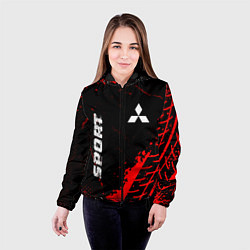 Куртка с капюшоном женская Mitsubishi red sport tires, цвет: 3D-черный — фото 2