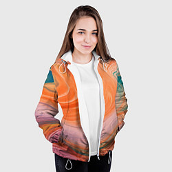 Куртка с капюшоном женская Мраморный паттерн, цвет: 3D-белый — фото 2