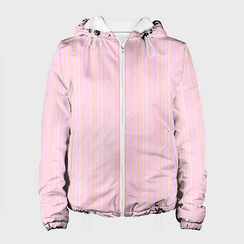 Женская куртка Бледный розово-жёлтый полосатый / 3D-Белый – фото 1