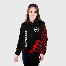 Куртка с капюшоном женская Opel red sport tires, цвет: 3D-черный — фото 2