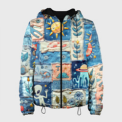Женская куртка Инопланетные обитатели на пэчворке
