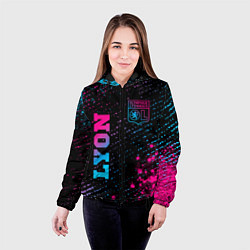 Куртка с капюшоном женская Lyon - neon gradient вертикально, цвет: 3D-черный — фото 2