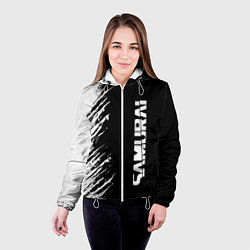 Куртка с капюшоном женская Самурай штрихи - киберпанк 2077, цвет: 3D-белый — фото 2