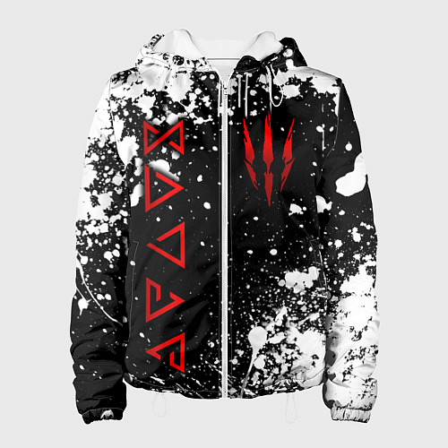 Женская куртка Знаки из Ведьмака - белые брызги / 3D-Белый – фото 1
