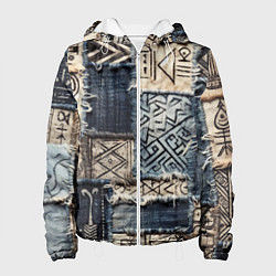 Женская куртка Геометрия на пэчворк дениме