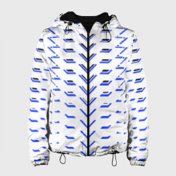 Женская куртка Чёрные и синие полосы на белом фоне