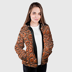 Куртка с капюшоном женская Змеиная шкура текстура, цвет: 3D-черный — фото 2