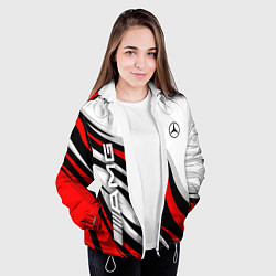 Куртка с капюшоном женская Mercedes benz AMG - белый с красным, цвет: 3D-белый — фото 2