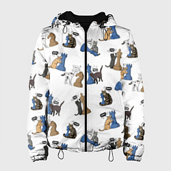 Женская куртка Котики и шахматы белый