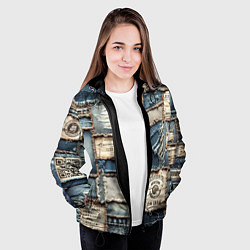 Куртка с капюшоном женская State California - пэчворк, цвет: 3D-черный — фото 2