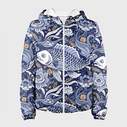 Женская куртка Рыба карп - синий корейский узор