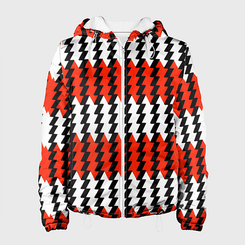 Женская куртка Вертикальные красно-белые полосы / 3D-Белый – фото 1