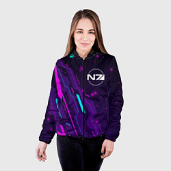 Куртка с капюшоном женская Mass Effect neon gaming, цвет: 3D-черный — фото 2
