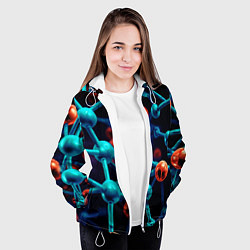 Куртка с капюшоном женская Молекулы под микроскопом, цвет: 3D-белый — фото 2
