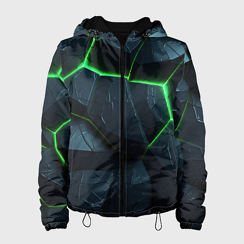 Женская куртка Abstract dark green geometry style / 3D-Черный – фото 1