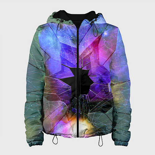 Женская куртка Расколотое стекло - космическая туманность / 3D-Черный – фото 1