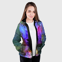 Куртка с капюшоном женская Расколотое стекло - космическая туманность, цвет: 3D-черный — фото 2