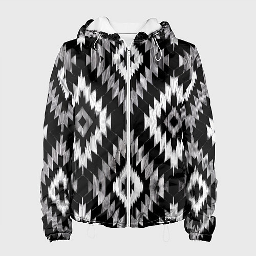 Женская куртка Геометрический узор икат - ромбы / 3D-Белый – фото 1