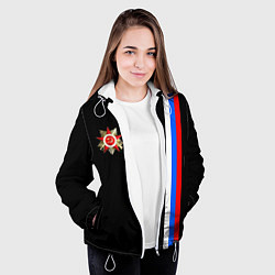 Куртка с капюшоном женская Великая отечественная - триколор полосы, цвет: 3D-белый — фото 2