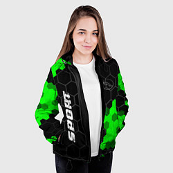 Куртка с капюшоном женская Jaguar green sport hexagon, цвет: 3D-черный — фото 2