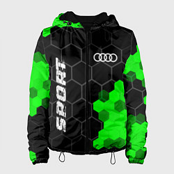 Куртка с капюшоном женская Audi green sport hexagon, цвет: 3D-черный