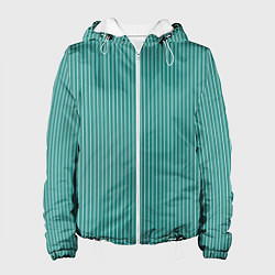 Женская куртка Благородный бирюзовый в белую тонкую полоску