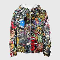 Куртка с капюшоном женская Разноцветные татуировки в стиле граффити, цвет: 3D-белый