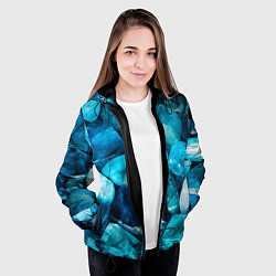 Куртка с капюшоном женская Аквамарин камни минералы крупный план, цвет: 3D-черный — фото 2