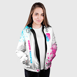 Куртка с капюшоном женская Atletico Madrid neon gradient style вертикально, цвет: 3D-черный — фото 2