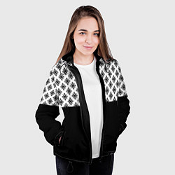 Куртка с капюшоном женская Чёрно-белый узором, цвет: 3D-черный — фото 2