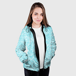 Куртка с капюшоном женская Светлый бело-голубой текстура, цвет: 3D-черный — фото 2