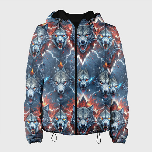 Женская куртка Волчки эпичный паттерн / 3D-Черный – фото 1