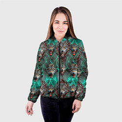 Куртка с капюшоном женская Эпичный паттерн из волков, цвет: 3D-черный — фото 2